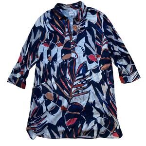 Nic + Zoe Soft Tunic Shirt Dress Size Large Abstract Floral